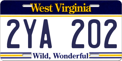 WV license plate 2YA202