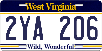 WV license plate 2YA206