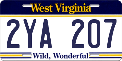 WV license plate 2YA207