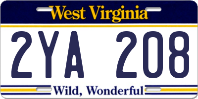 WV license plate 2YA208
