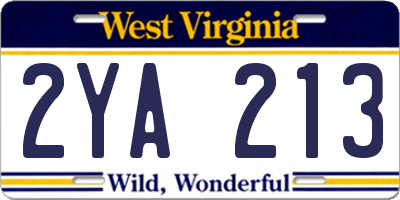 WV license plate 2YA213