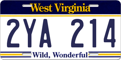 WV license plate 2YA214