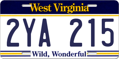 WV license plate 2YA215