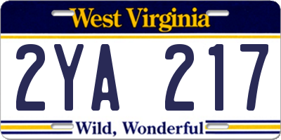 WV license plate 2YA217