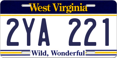 WV license plate 2YA221