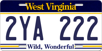 WV license plate 2YA222