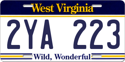 WV license plate 2YA223
