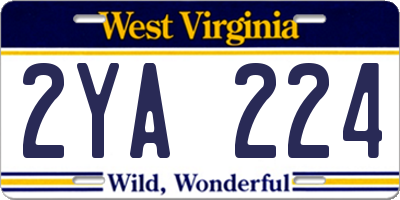 WV license plate 2YA224