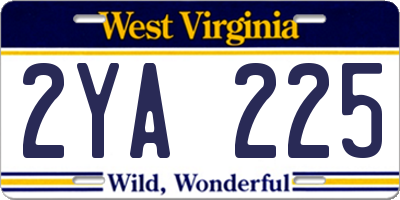WV license plate 2YA225