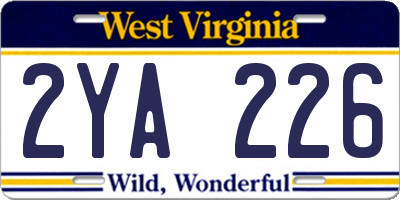 WV license plate 2YA226