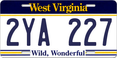 WV license plate 2YA227