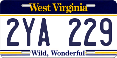 WV license plate 2YA229
