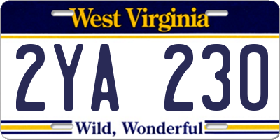 WV license plate 2YA230
