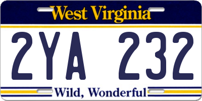 WV license plate 2YA232