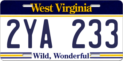 WV license plate 2YA233