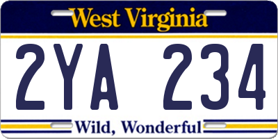WV license plate 2YA234