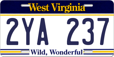 WV license plate 2YA237