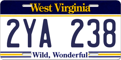 WV license plate 2YA238