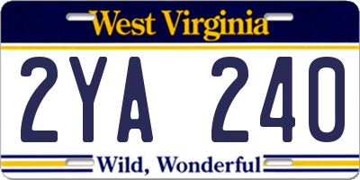 WV license plate 2YA240
