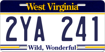 WV license plate 2YA241