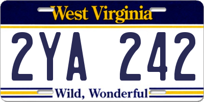 WV license plate 2YA242