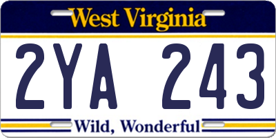 WV license plate 2YA243