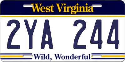 WV license plate 2YA244