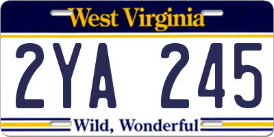 WV license plate 2YA245