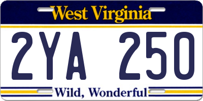 WV license plate 2YA250