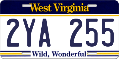 WV license plate 2YA255