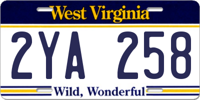 WV license plate 2YA258