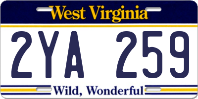 WV license plate 2YA259