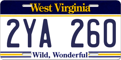 WV license plate 2YA260
