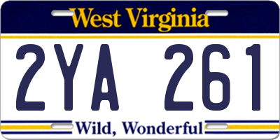 WV license plate 2YA261
