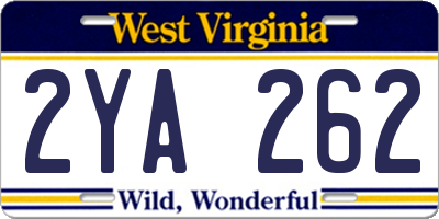 WV license plate 2YA262