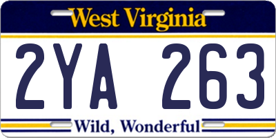 WV license plate 2YA263