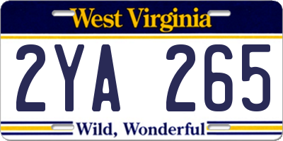 WV license plate 2YA265