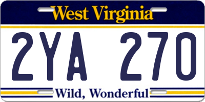 WV license plate 2YA270