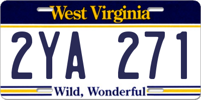 WV license plate 2YA271