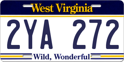 WV license plate 2YA272