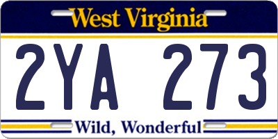 WV license plate 2YA273