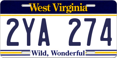 WV license plate 2YA274