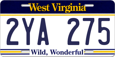 WV license plate 2YA275