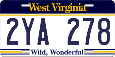 WV license plate 2YA278