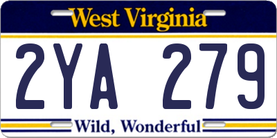 WV license plate 2YA279
