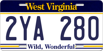 WV license plate 2YA280