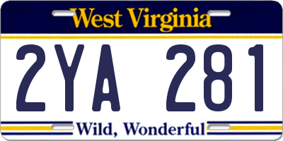 WV license plate 2YA281