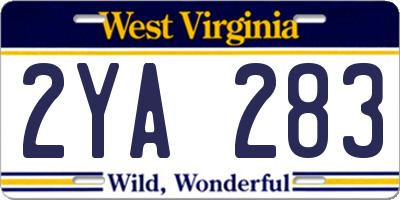 WV license plate 2YA283