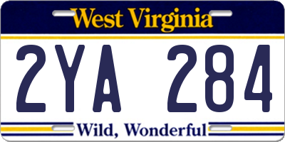 WV license plate 2YA284