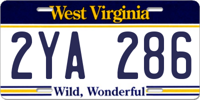 WV license plate 2YA286